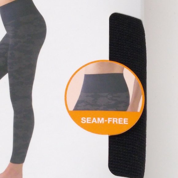 Warner's Blissful Benefits No Muffin Top Textured Leggings L/XL Black Camouflage - Picture 3 of 12